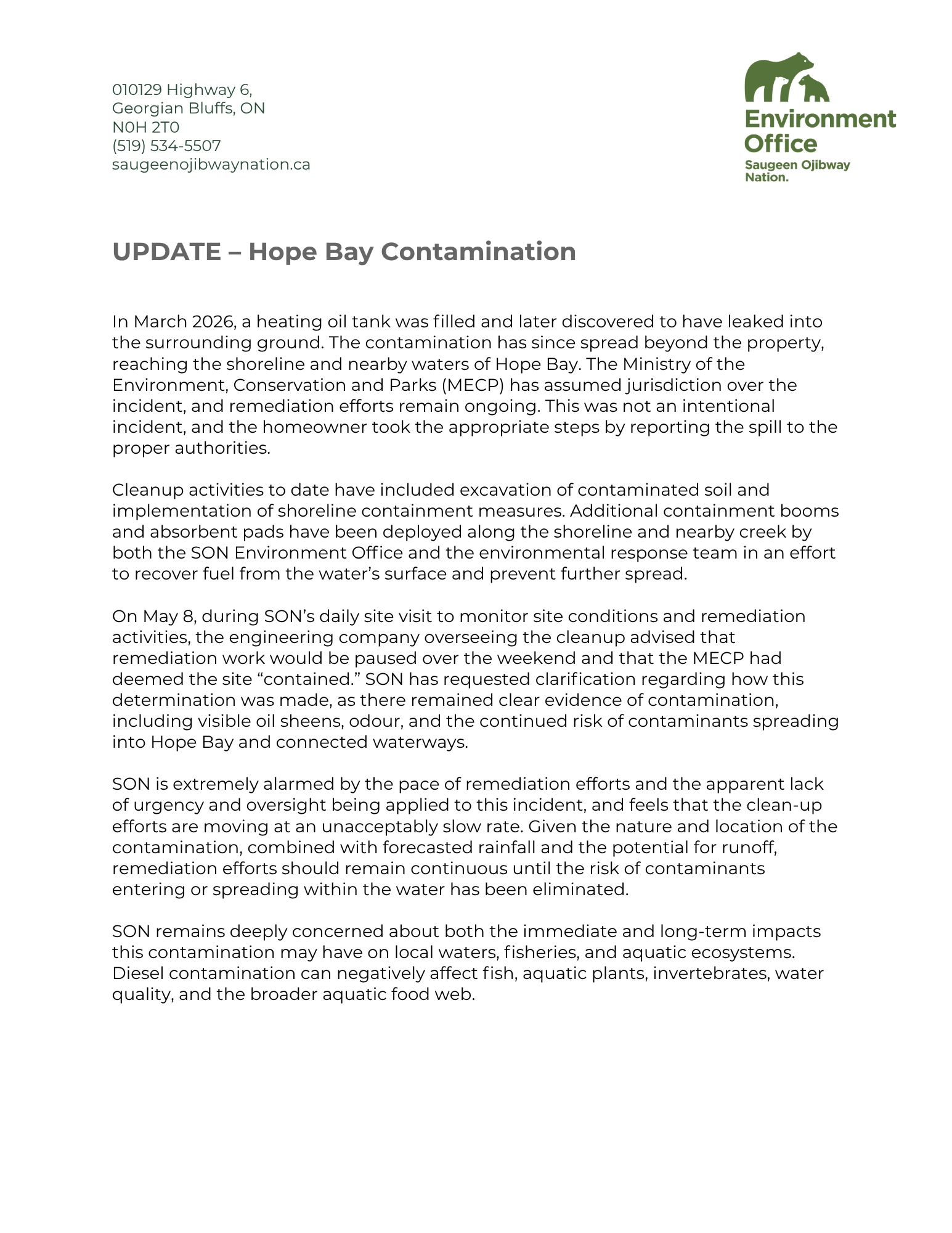 Hope Bay contamination page 1