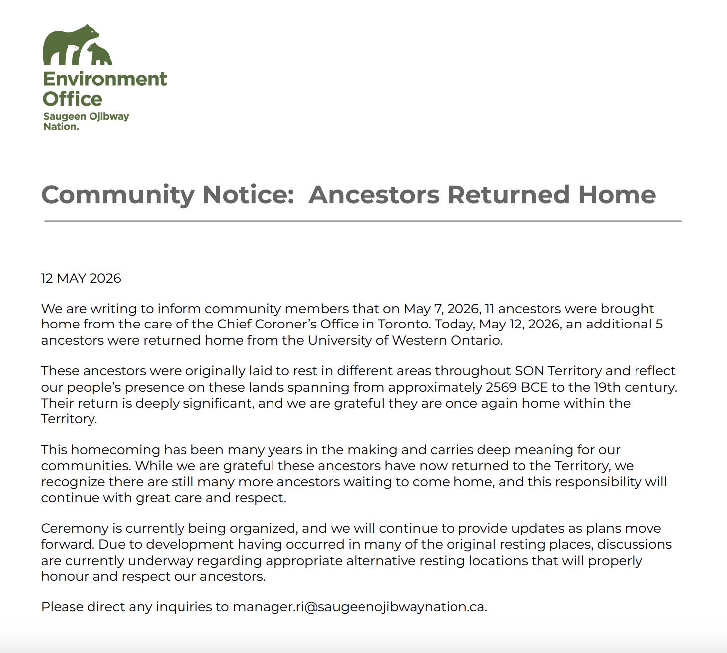 Ancestors returned home