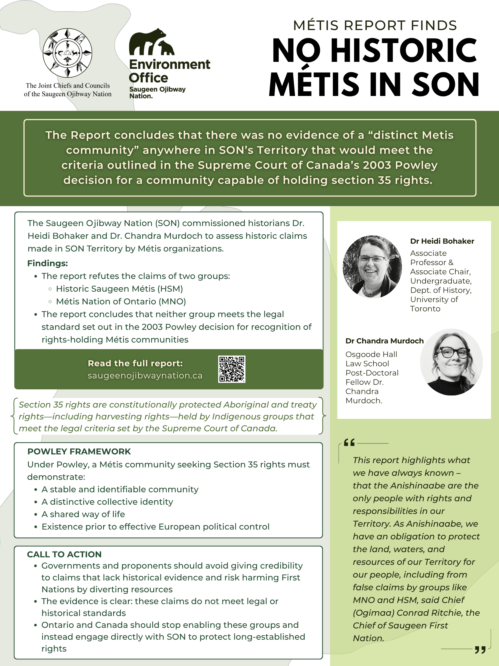 No Historic Metis In SON